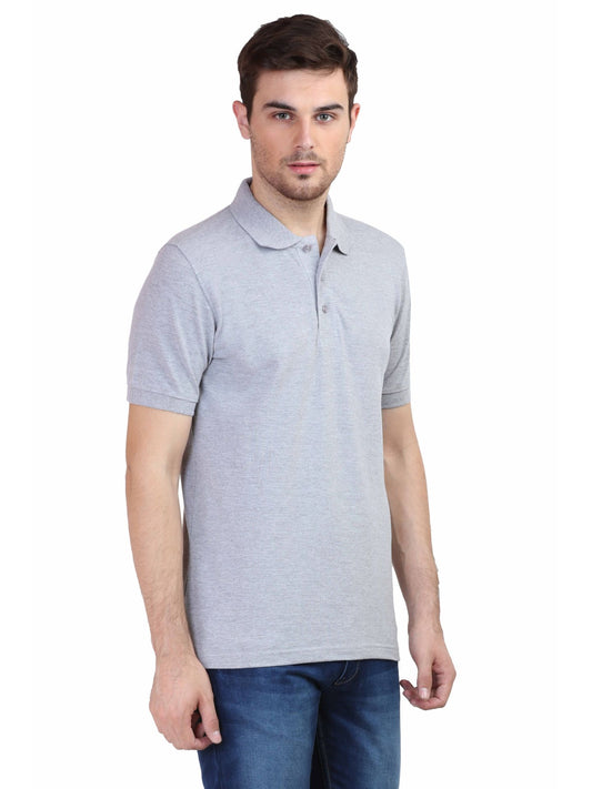 Unisex Half Sleeve Polo T-Shirt - Grey Melange