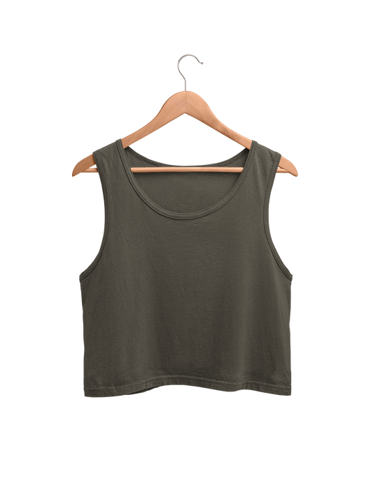 Women Crop Tank - Olive Green