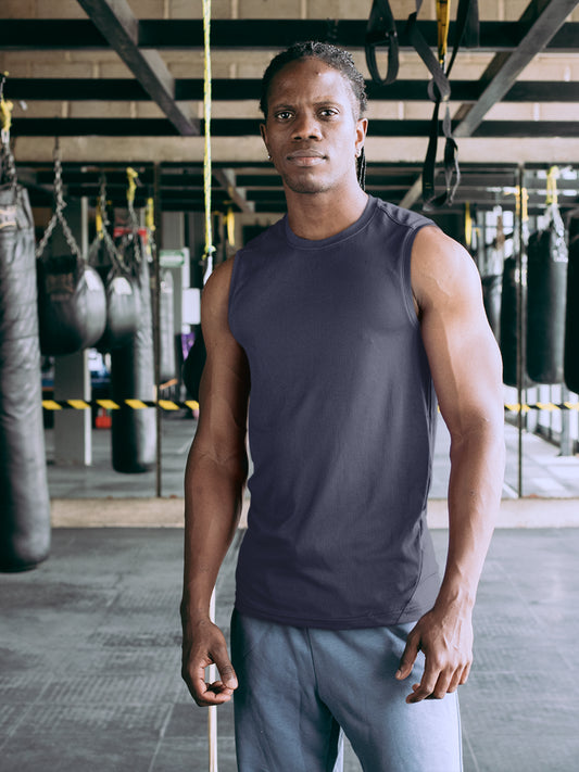 Sleeveless Gym Vest - Navy Blue