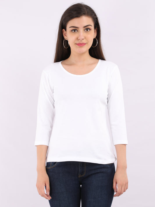 Women 3/4 Sleeve T-Shirt - White