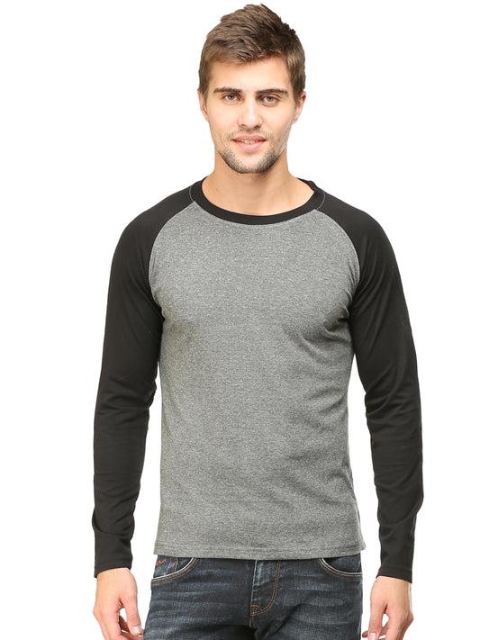 Unisex Full Sleeve Raglan T-Shirt - Charcoal Melange