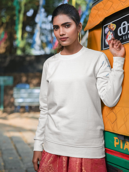 Women Full Sleeve Sweatshirt - White