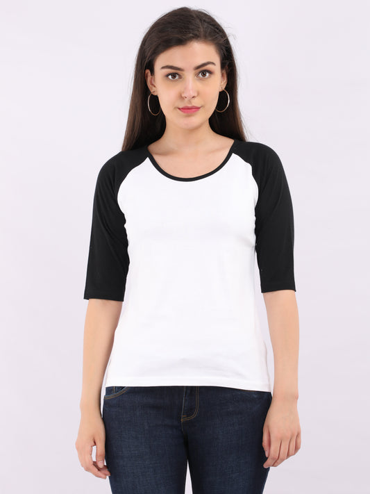 Women Raglan T-Shirt - Black & White