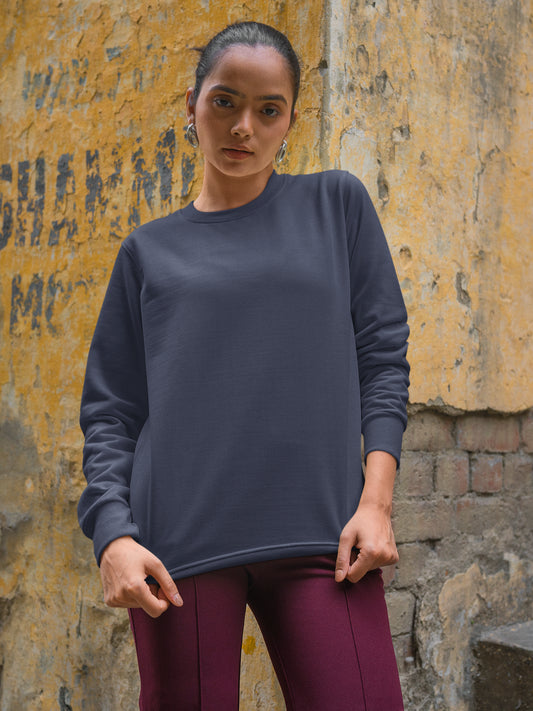 Women Full Sleeve Sweatshirt - Navy Blue