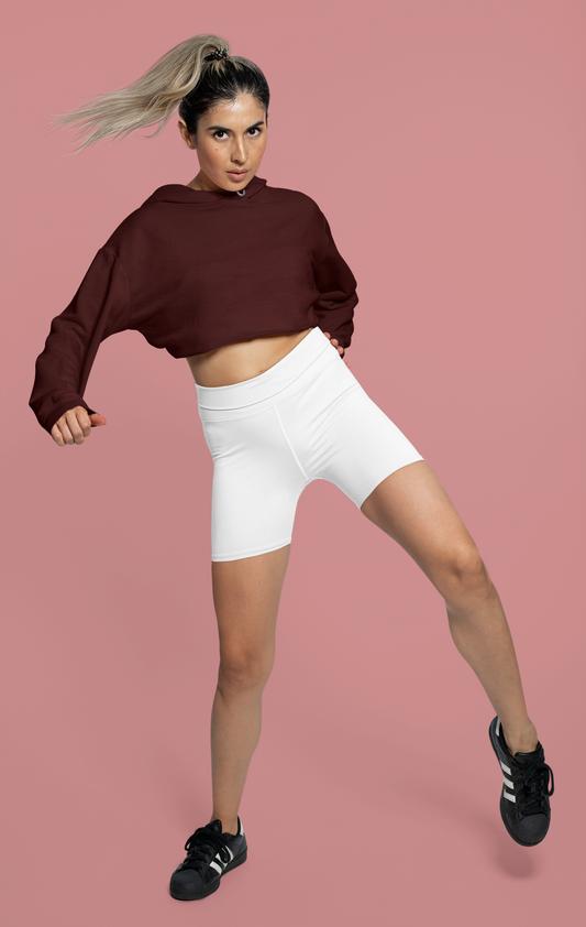 Women Full Sleeve Crop Hoodie - Maroon