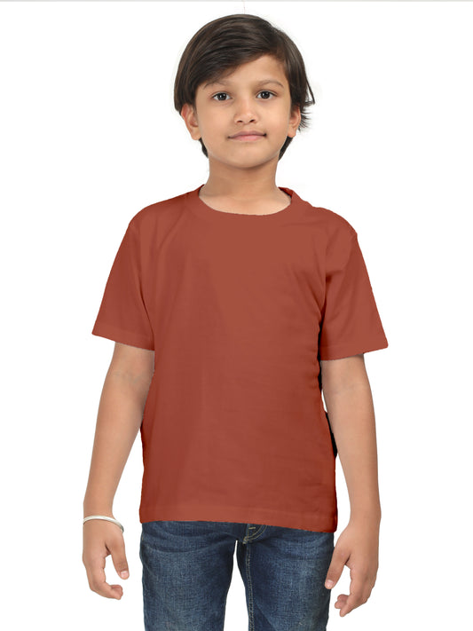 Boy Half Sleeve T-Shirt - Brick Red